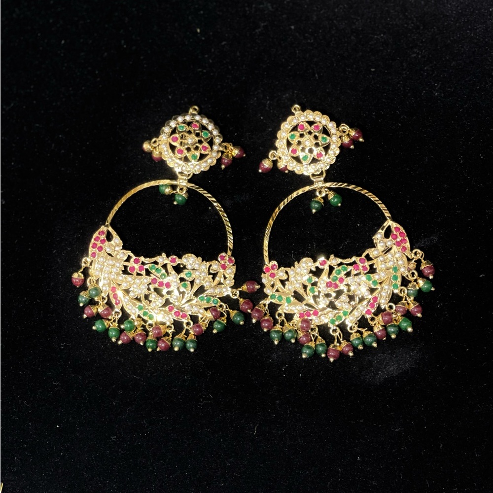 Gold plated Jadau Earrings